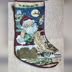 VINTAGE/CLASSIC Greenbrier Christmas Stocking Handmade Needlepoint tapestry